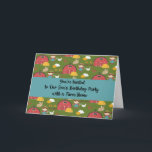 Einladung zu Sons Farm Thema Geburtstagsparty<br><div class="desc">Einladung zum Thema Geburtstag unseres Sohnes auf der Farm. Das Design ist ein Landhausstil mit Scheunen und Tieren und eine aquamarine Box für die Worte. Die Wörter auf der Innenseite können geändert werden. Dank Creative Fabrica für einige der Elemente in der Gestaltung.</div>