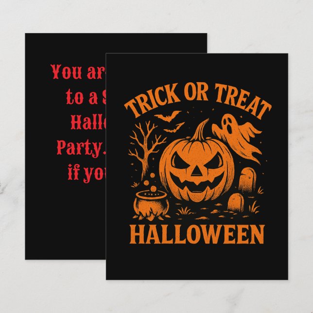 Einladung zu Trick oder Treat Halloween (Vorne/Hinten)