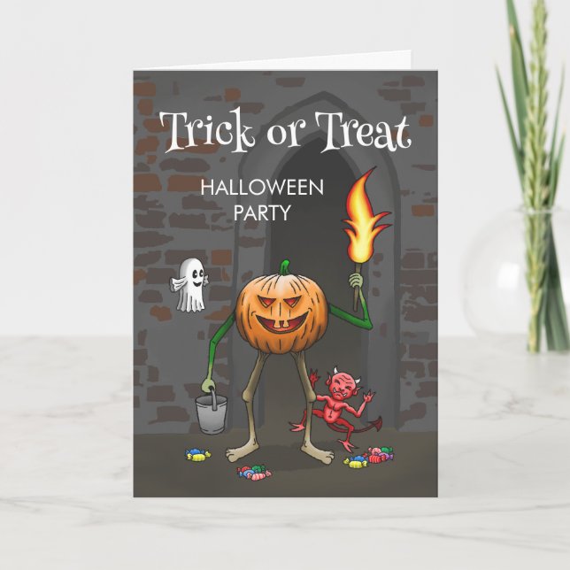 Einladung zu Trick oder Treat Halloween (Vorderseite)
