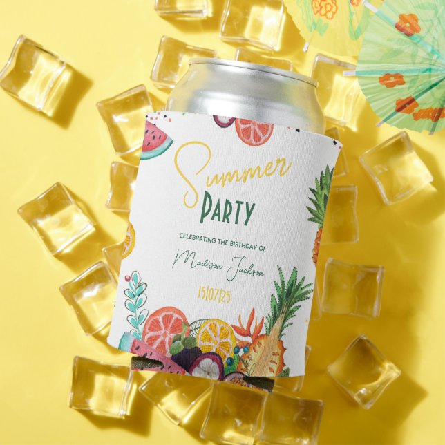 Einladung zu tropischen Früchten im Sommer Party Dosenkühler (In Situ Sommer)