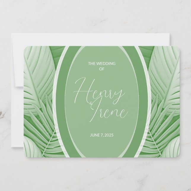 Einladung zu tropischen Grünen Hochzeiten (Vorderseite)