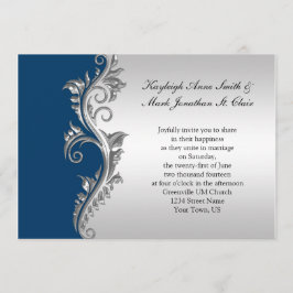 Einladung zu Vintag-blau-silbernen Hochzeiten