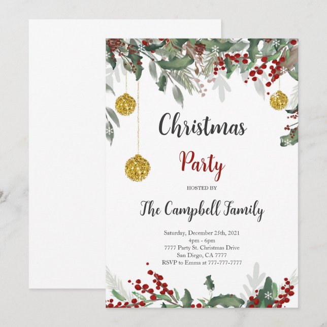 Einladung zu Weihnachten (Vorne/Hinten)