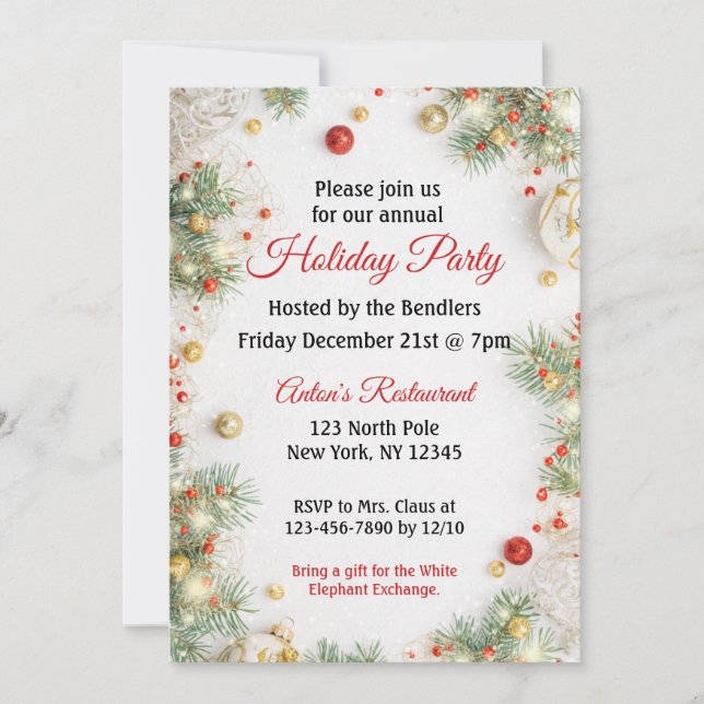 Einladung zu Weihnachtsbällen (Vorderseite)