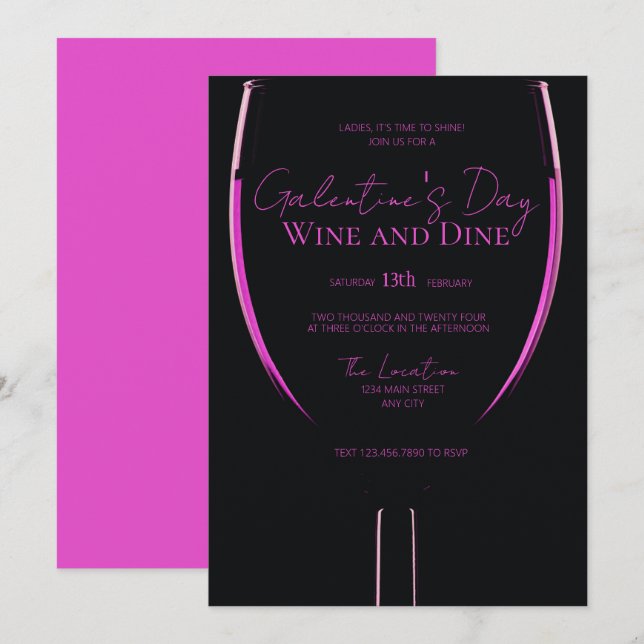 Einladung zu Wein und Dine (Vorne/Hinten)