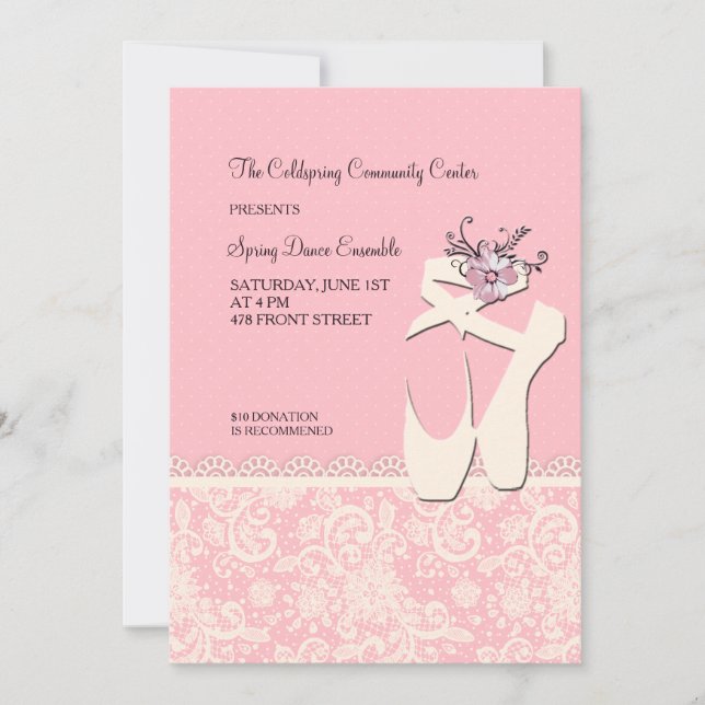 Einladung zu White Ballet Shoes (Vorderseite)