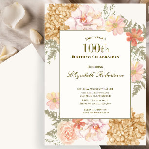 Einladung zum 100. Geburtstag mit Herbstfarben Blu
