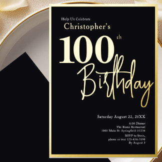Einladung zum 100. Geburtstag Moderne Goldfolie