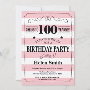 Einladung zum 100. Geburtstag Rosa und Weiße Strei