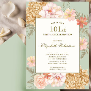Einladung zum 101. Geburtstag Herbstfarben Floral 