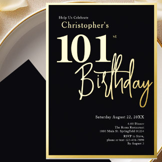 Einladung zum 101. Geburtstag Modernes Goldfolie
