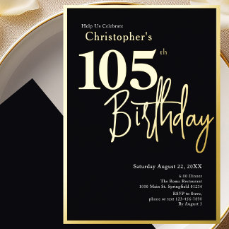 Einladung zum 105. Geburtstag Moderne Goldfolie