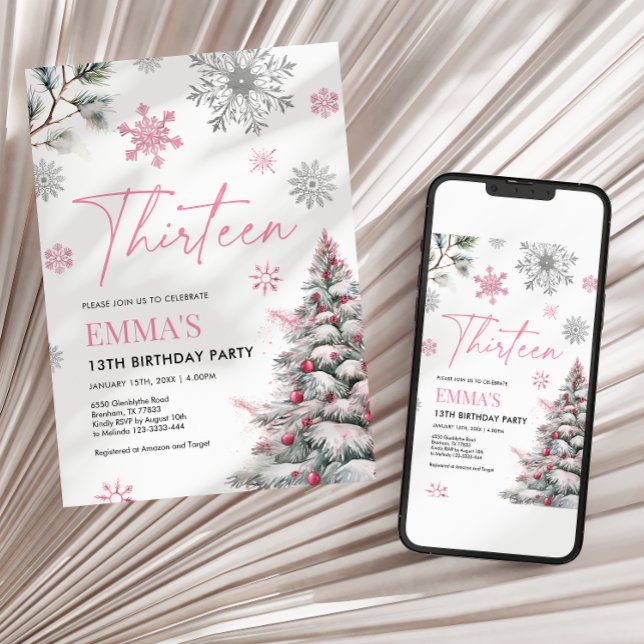 Einladung zum 13. Geburtstag, 13. Geburtstag Rosa (Von Creator hochgeladen)