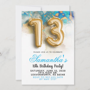 Einladung zum 13. Geburtstag mit Farbverlauf