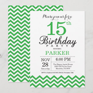 Einladung zum 15. Geburtstag Green Chevron