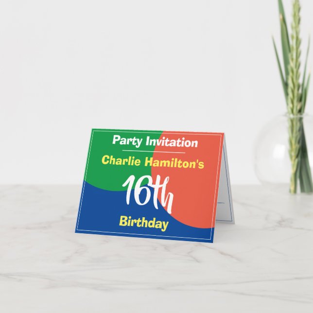 Einladung zum 16. Geburtstag (Vorderseite)