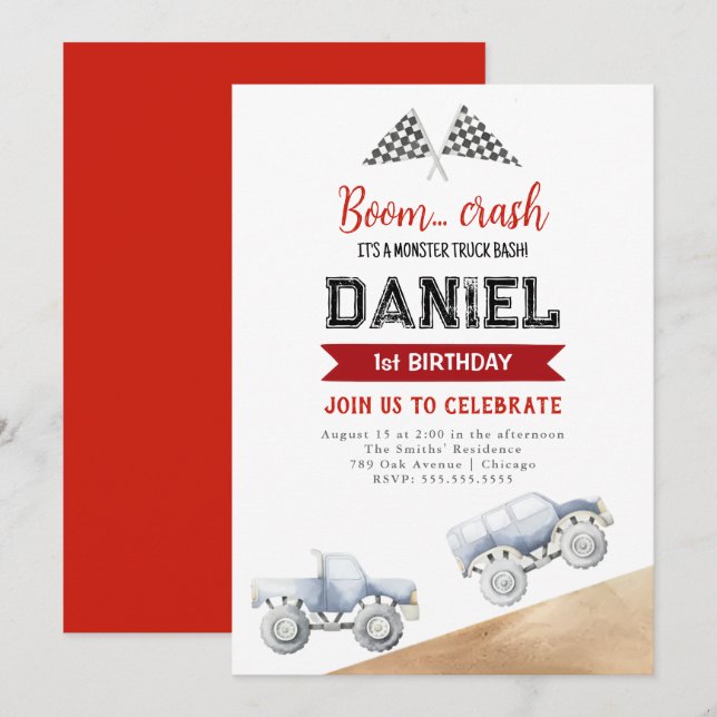 Einladung zum 1. Geburtstag (Vorne/Hinten)