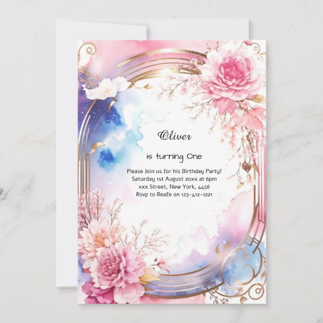 Einladung zum 1. Geburtstag (Vorderseite)