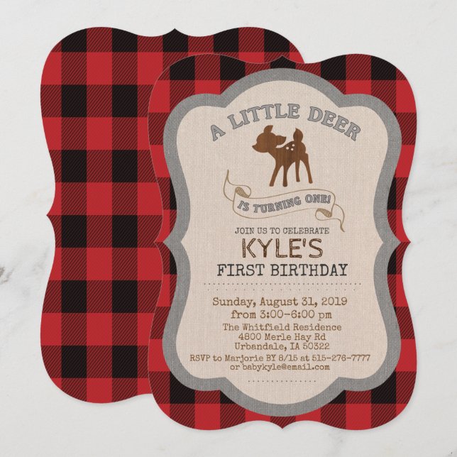 Einladung zum 1. Geburtstag (Vorne/Hinten)