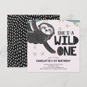 Einladung zum 1. Geburtstag Sloth Geburtstag