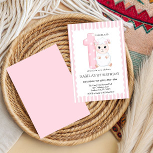 Einladung zum 1. Geburtstag von Pink Little Lamb