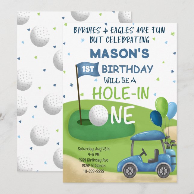 Einladung zum 1. Geburtstag zum Golf-Loch (Vorne/Hinten)