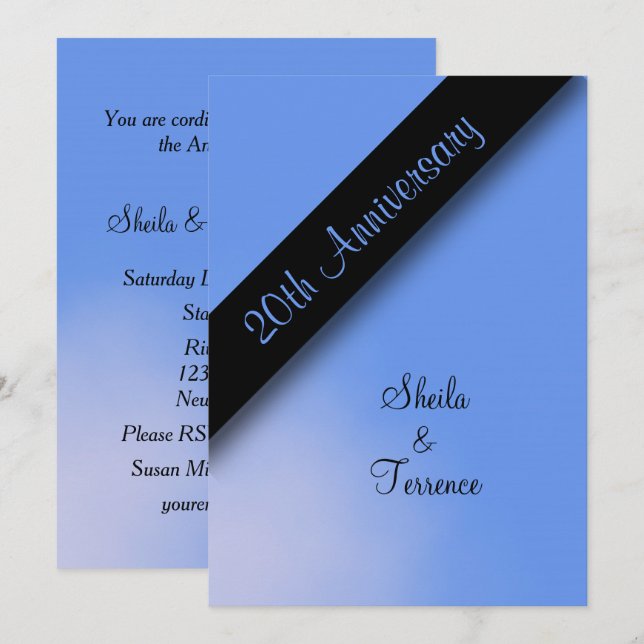 Einladung zum 20. Hochzeitstag (Vorne/Hinten)