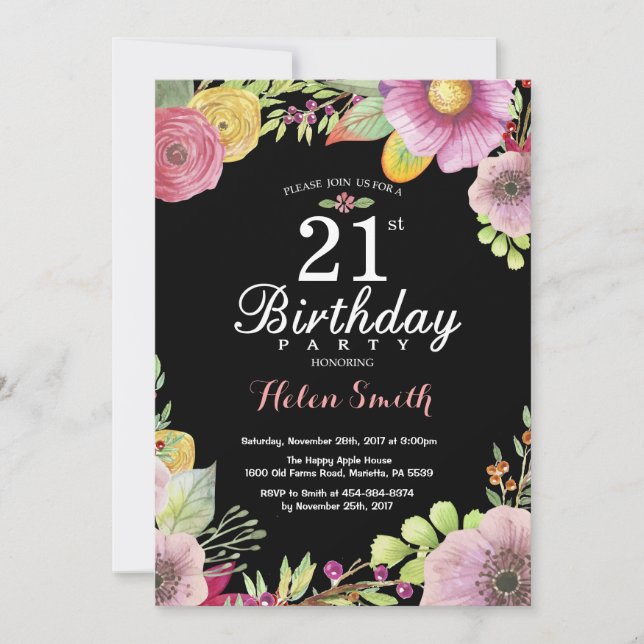 Einladung zum 21. Geburtstag (Vorderseite)