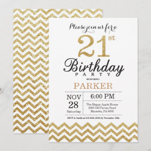 Einladung zum 21. Geburtstag Gold Glitter