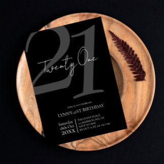 Einladung zum 21. Geburtstag in Schwarz und Weiß