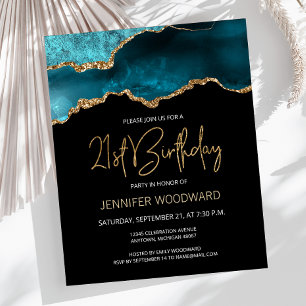 Einladung zum 21. Geburtstag mit Budget Teal Gold