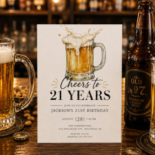 Einladung zum 21. Geburtstag: Prost!