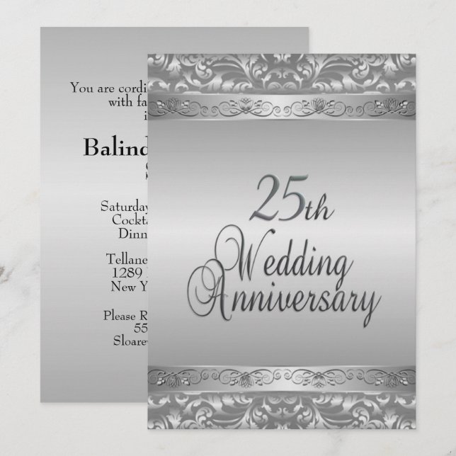Einladung zum 25. Hochzeitstag (Vorne/Hinten)