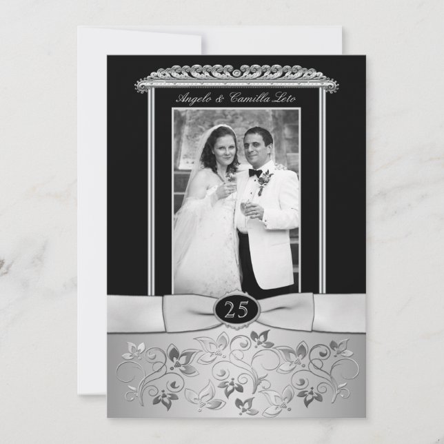 Einladung zum 25. Hochzeitstag mit Foto (Vorderseite)