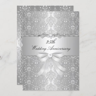 Einladung zum 25. Hochzeitstag von Damask Bow