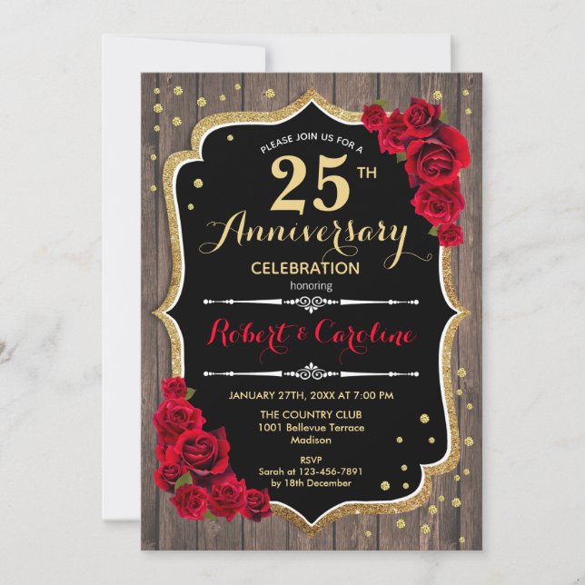 Einladung zum 25-jährigen Jubiläum - Holz Red Gold (Vorderseite)
