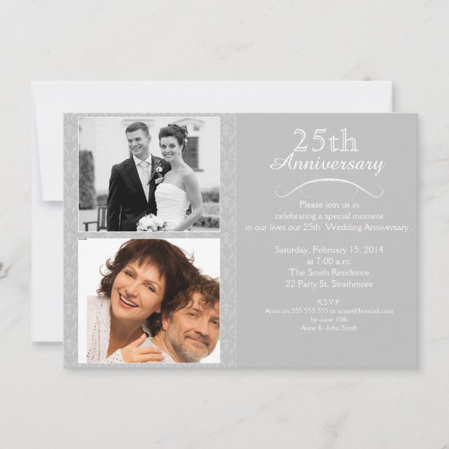 Einladung zum 25. Silver Wedding Jubiläum (Vorderseite)