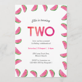Einladung zum 2. Geburtstag | Rosa Wassermelone