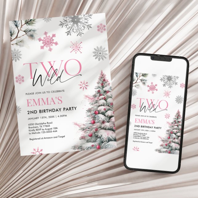 Einladung zum 2. Geburtstag, zwei wilde Rosa Gebur (Von Creator hochgeladen)