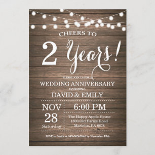 Einladung zum 2. Hochzeitstag Rustikales Holz