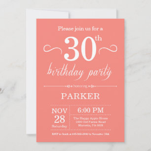 Einladung zum 30. Geburtstag Koralle