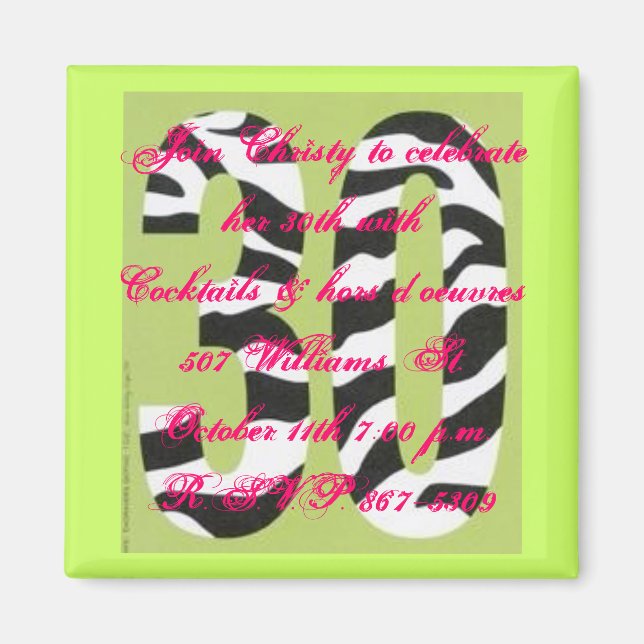Einladung zum 30. Geburtstag Magnet (Vorne)