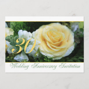 Einladung zum 30. Hochzeitstag - Gelbe Rose