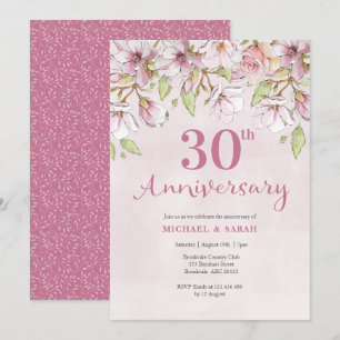 Einladung zum 30. Jubiläum Pink Floral