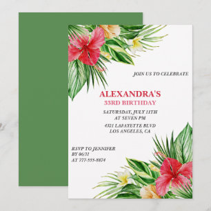 Einladung zum 33. Geburtstag Tropical Party Floral