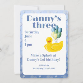 Einladung zum 3. Geburtstag mit Gummiente "Make a