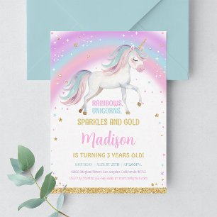Einladung zum 3. Geburtstag Regenbogen Pastell Ein