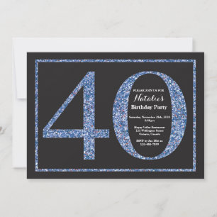 Einladung zum 40. Geburtstag Blue Glitter Kreideta