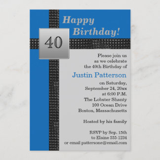 Einladung zum 40. Geburtstag in Schwarz, Blau und