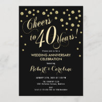 Einladung zum 40. Hochzeitstag - Black & Gold